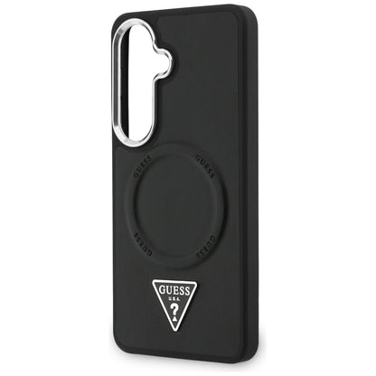 Custodia MagSafe per Samsung Galaxy S26 S942, Guess, Embossed Ring Triangle Logo, Nera