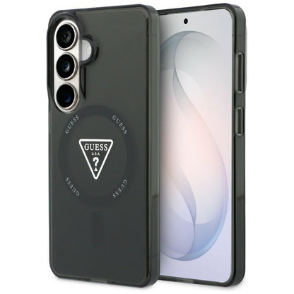 Custodia MagSafe per Samsung Galaxy S26 S942, Guess, Logo Triangolo Gradiente IML, Nera