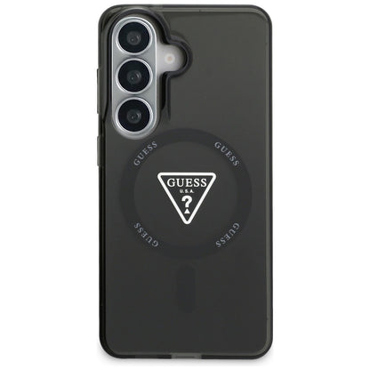 Custodia MagSafe per Samsung Galaxy S26 S942, Guess, Logo Triangolo Gradiente IML, Nera