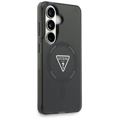 Custodia MagSafe per Samsung Galaxy S26 S942, Guess, Logo Triangolo Gradiente IML, Nera