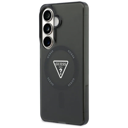 Custodia MagSafe per Samsung Galaxy S26 S942, Guess, Logo Triangolo Gradiente IML, Nera