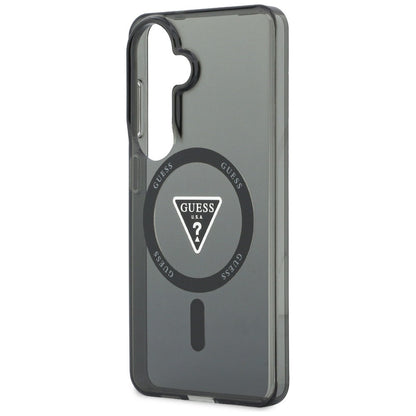 Custodia MagSafe per Samsung Galaxy S26 S942, Guess, Logo Triangolo Gradiente IML, Nera