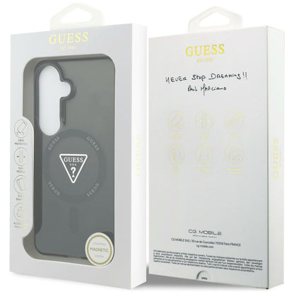 Custodia MagSafe per Samsung Galaxy S26 S942, Guess, Logo Triangolo Gradiente IML, Nera