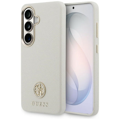 Custodia MagSafe per Samsung Galaxy S26 S942, Guess, Rhinestone Round Logo, Beige