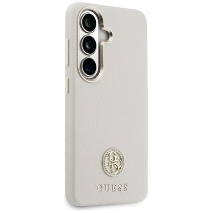 Custodia MagSafe per Samsung Galaxy S26 S942, Guess, Rhinestone Round Logo, Beige