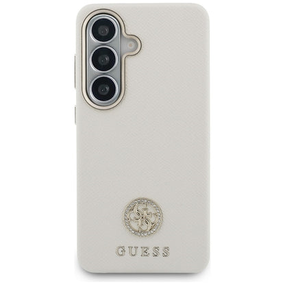 Custodia MagSafe per Samsung Galaxy S26 S942, Guess, Rhinestone Round Logo, Beige