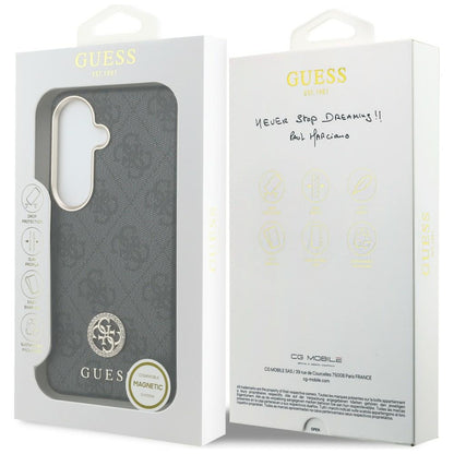 Custodia MagSafe per Samsung Galaxy S26 S942, Guess, Rhinestone Round Logo, Nera