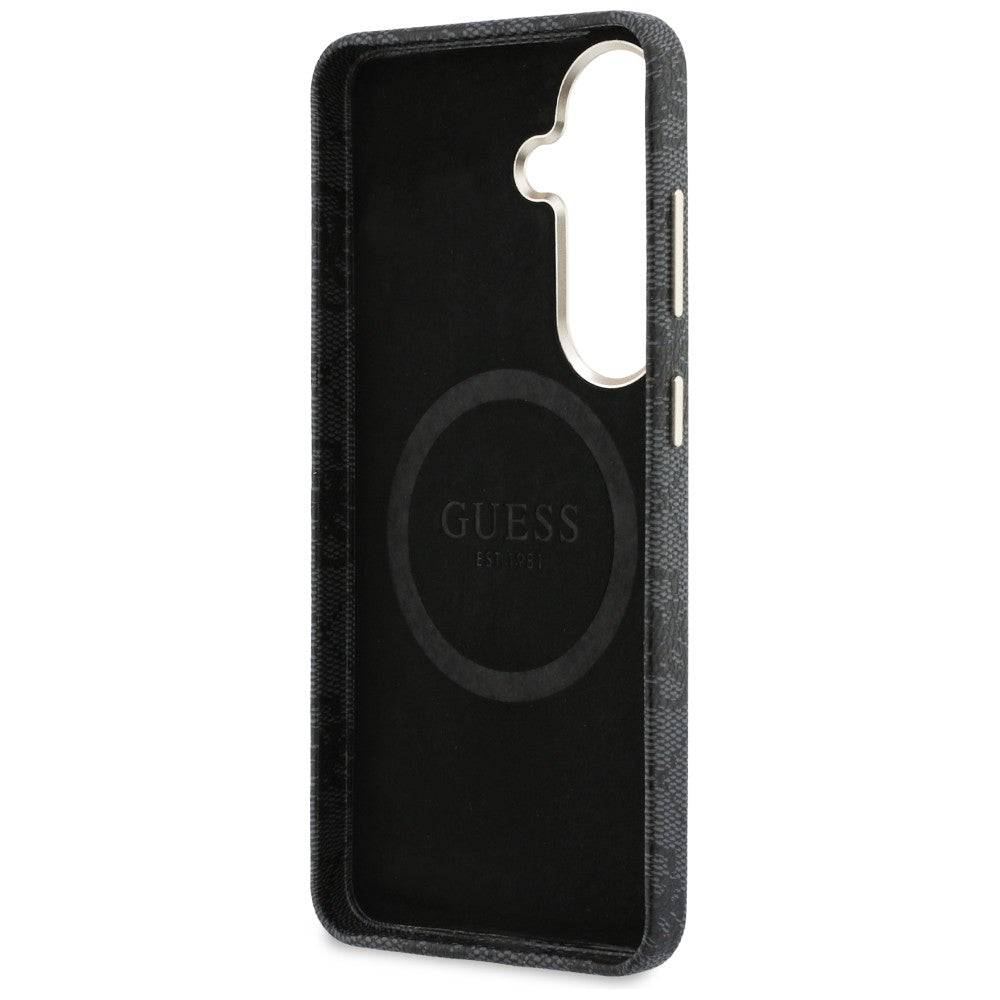 Custodia MagSafe per Samsung Galaxy S26 S942, Guess, Rhinestone Round Logo, Nera
