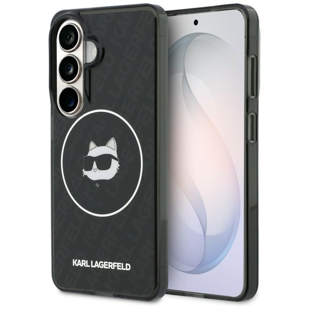 Custodia MagSafe per Samsung Galaxy S26 S942, Karl Lagerfeld, IML Choupette Head on KL Repeated Logo, Nera