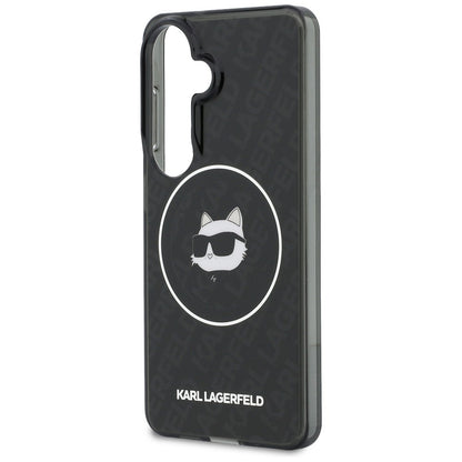 Custodia MagSafe per Samsung Galaxy S26 S942, Karl Lagerfeld, IML Choupette Head on KL Repeated Logo, Nera