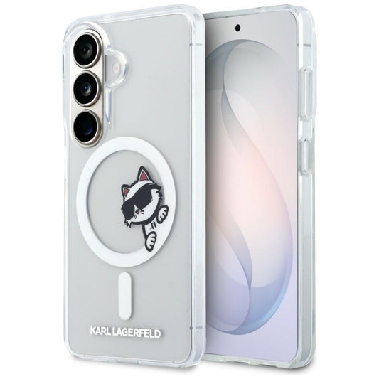 Custodia MagSafe per Samsung Galaxy S26 S942, Karl Lagerfeld, IML Choupette Peekaboo Logo, Bianca