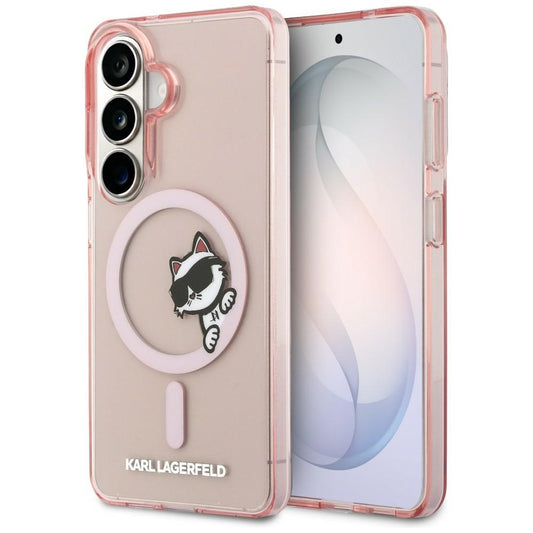 Custodia MagSafe per Samsung Galaxy S26 S942, Karl Lagerfeld, IML Choupette Peekaboo Logo, Rosa