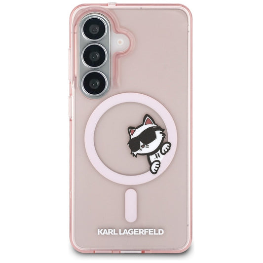 Custodia MagSafe per Samsung Galaxy S26 S942, Karl Lagerfeld, IML Choupette Peekaboo Logo, Rosa