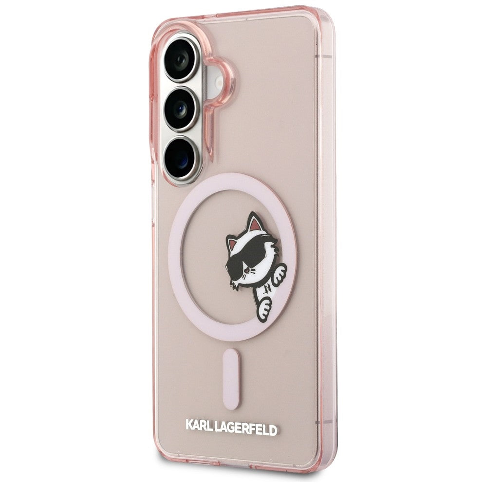 Custodia MagSafe per Samsung Galaxy S26 S942, Karl Lagerfeld, IML Choupette Peekaboo Logo, Rosa