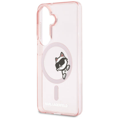 Custodia MagSafe per Samsung Galaxy S26 S942, Karl Lagerfeld, IML Choupette Peekaboo Logo, Rosa