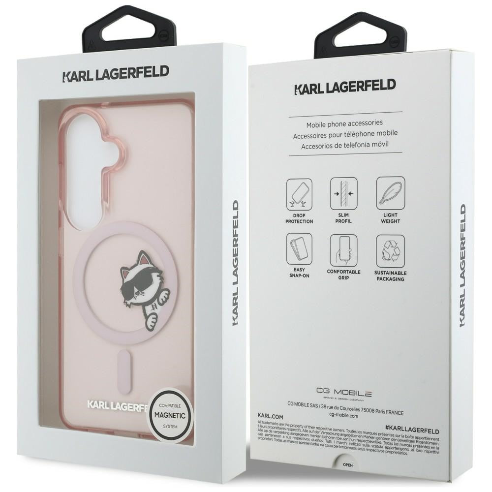 Custodia MagSafe per Samsung Galaxy S26 S942, Karl Lagerfeld, IML Choupette Peekaboo Logo, Rosa