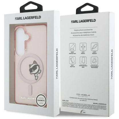 Custodia MagSafe per Samsung Galaxy S26 S942, Karl Lagerfeld, IML Choupette Peekaboo Logo, Rosa