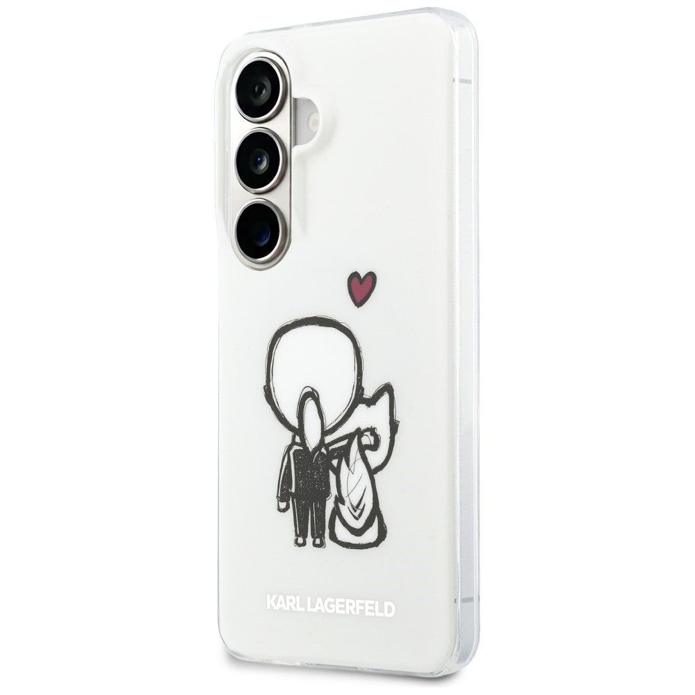 Custodia MagSafe per Samsung Galaxy S26 S942, Karl Lagerfeld, IML Karl & Choupette Back Logo, Bianca