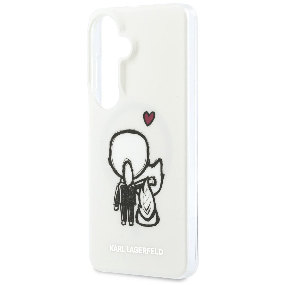 Custodia MagSafe per Samsung Galaxy S26 S942, Karl Lagerfeld, IML Karl & Choupette Back Logo, Bianca