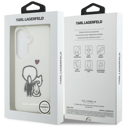 Custodia MagSafe per Samsung Galaxy S26 S942, Karl Lagerfeld, IML Karl & Choupette Back Logo, Bianca