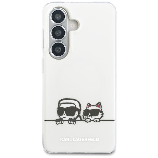 Custodia MagSafe per Samsung Galaxy S26 S942, Karl Lagerfeld, IML Karl & Choupette Peekaboo Logo, Bianca