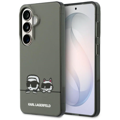 Custodia MagSafe per Samsung Galaxy S26 S942, Karl Lagerfeld, IML Karl & Choupette Peekaboo Logo, Nera