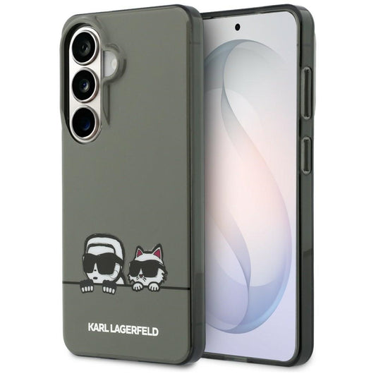 Custodia MagSafe per Samsung Galaxy S26 S942, Karl Lagerfeld, IML Karl & Choupette Peekaboo Logo, Nera