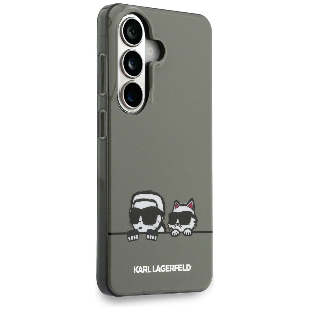 Custodia MagSafe per Samsung Galaxy S26 S942, Karl Lagerfeld, IML Karl & Choupette Peekaboo Logo, Nera