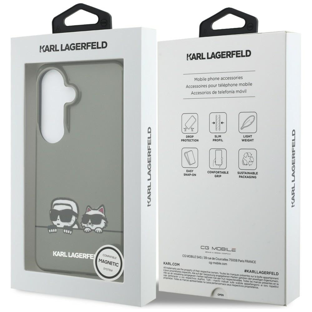 Custodia MagSafe per Samsung Galaxy S26 S942, Karl Lagerfeld, IML Karl & Choupette Peekaboo Logo, Nera