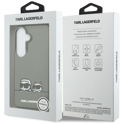Custodia MagSafe per Samsung Galaxy S26 S942, Karl Lagerfeld, IML Karl & Choupette Peekaboo Logo, Nera