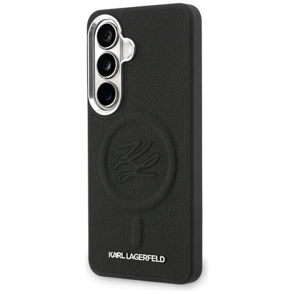 Custodia MagSafe per Samsung Galaxy S26 S942, Karl Lagerfeld, Initial Logo Debossed, Nera