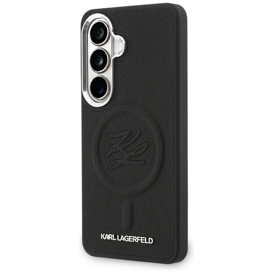 Custodia MagSafe per Samsung Galaxy S26 S942, Karl Lagerfeld, Initial Logo Debossed, Nera
