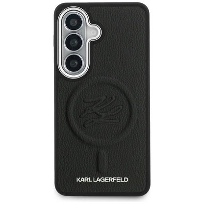 Custodia MagSafe per Samsung Galaxy S26 S942, Karl Lagerfeld, Initial Logo Debossed, Nera