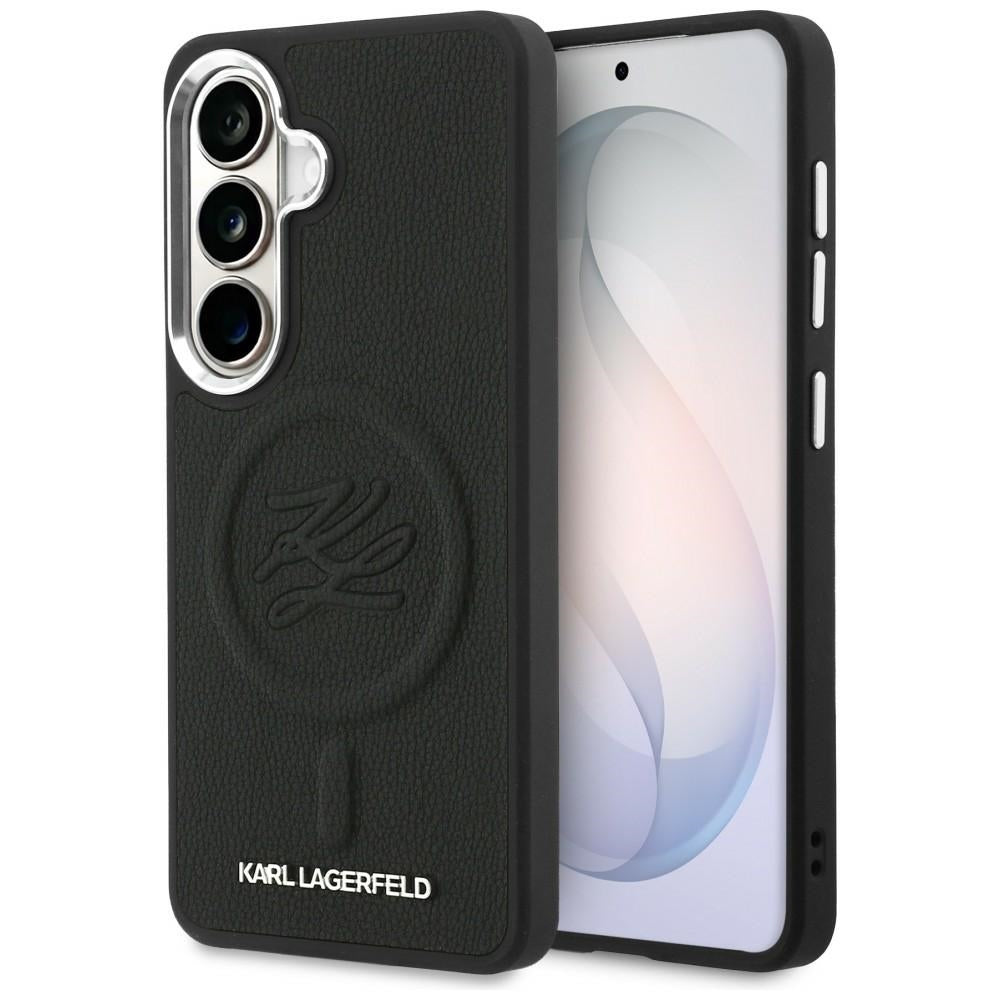 Custodia MagSafe per Samsung Galaxy S26 S942, Karl Lagerfeld, Initial Logo Debossed, Nera