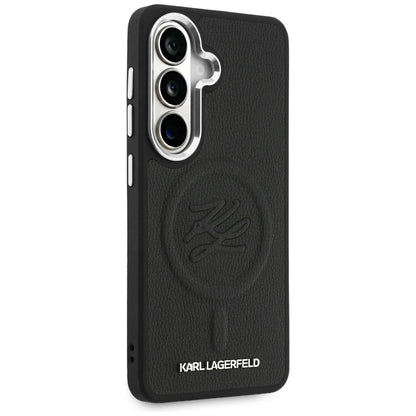 Custodia MagSafe per Samsung Galaxy S26 S942, Karl Lagerfeld, Initial Logo Debossed, Nera