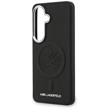 Custodia MagSafe per Samsung Galaxy S26 S942, Karl Lagerfeld, Initial Logo Debossed, Nera