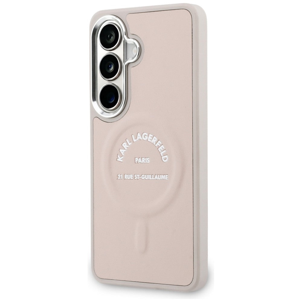 Custodia MagSafe per Samsung Galaxy S26 S942, Karl Lagerfeld, Logo Karl RSG, Rosa