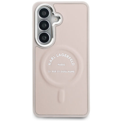 Custodia MagSafe per Samsung Galaxy S26 S942, Karl Lagerfeld, Logo Karl RSG, Rosa