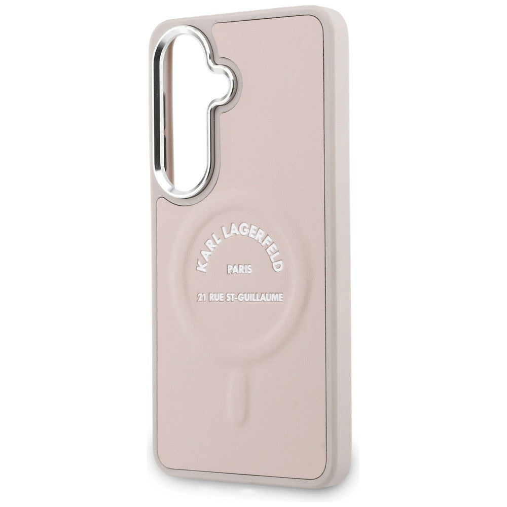 Custodia MagSafe per Samsung Galaxy S26 S942, Karl Lagerfeld, Logo Karl RSG, Rosa