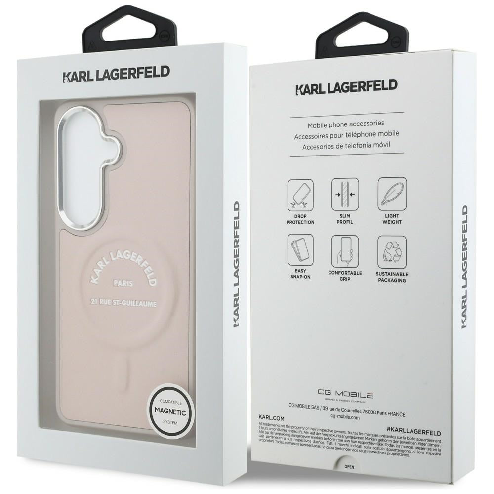 Custodia MagSafe per Samsung Galaxy S26 S942, Karl Lagerfeld, Logo Karl RSG, Rosa