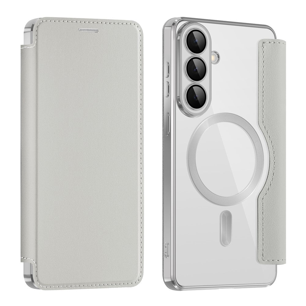 Custodia MagSafe per Samsung Galaxy S26, Techsuit, SmartMag Book, Grigio