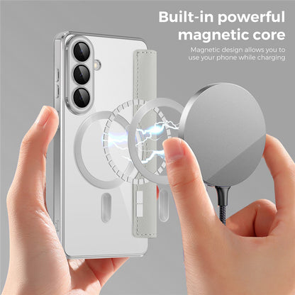 Custodia MagSafe per Samsung Galaxy S26, Techsuit, SmartMag Book, Grigio