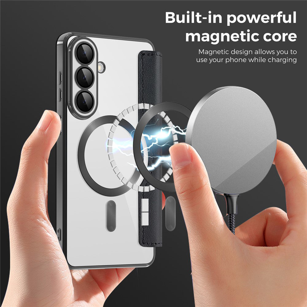 MagSafe Case for Samsung Galaxy S26, Techsuit, SmartMag Book, Black