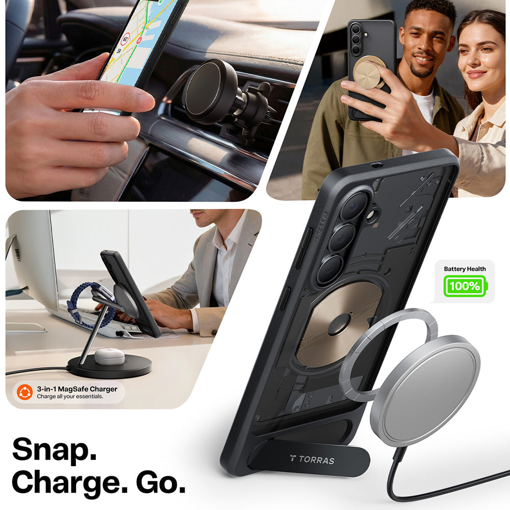 Custodia MagSafe per Samsung Galaxy S26, Torras, Pstand, Nera