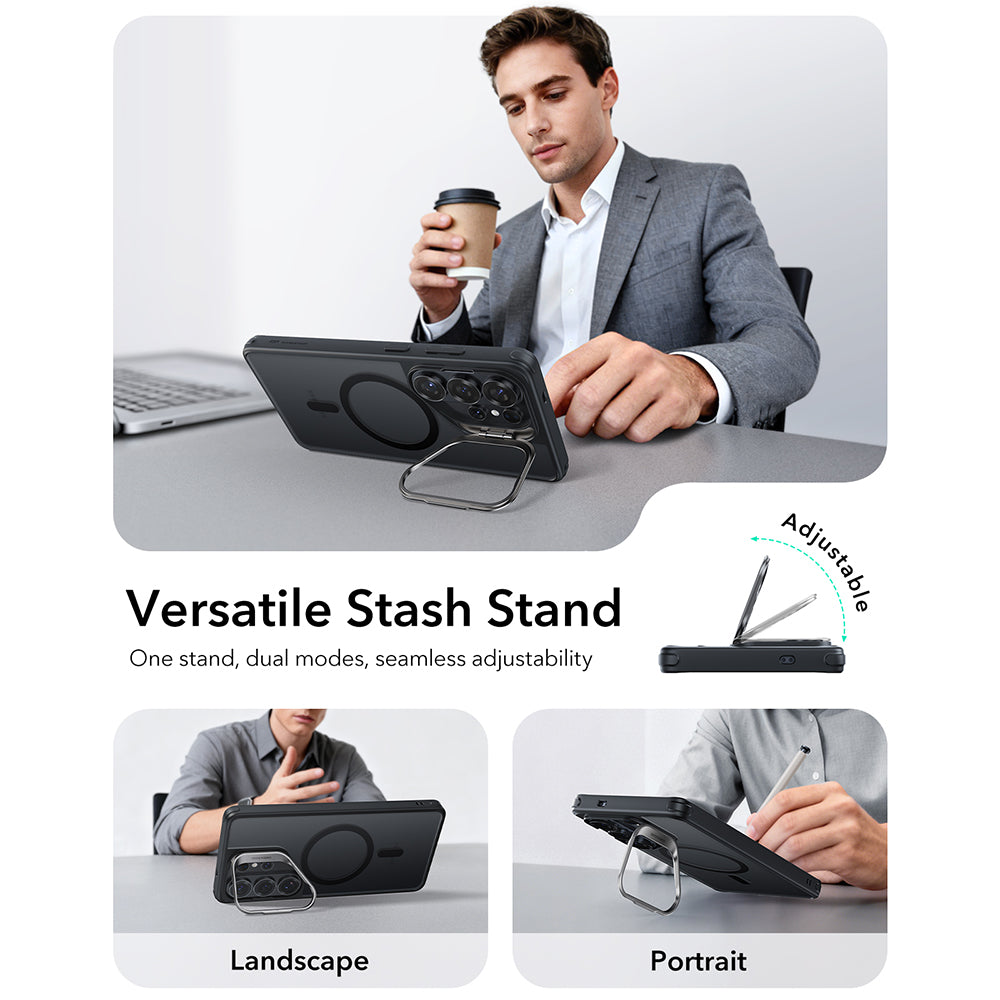 Custodia MagSafe per Samsung Galaxy S26 Ultra, ESR, Classic Hybrid Kickstand, Nera Satinata