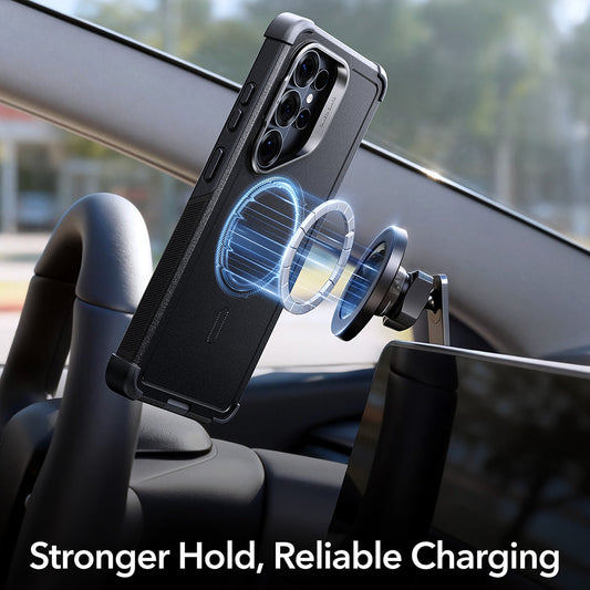 Custodia MagSafe per Samsung Galaxy S26 Ultra, ESR, Cyber Armor Kickstand, Nera