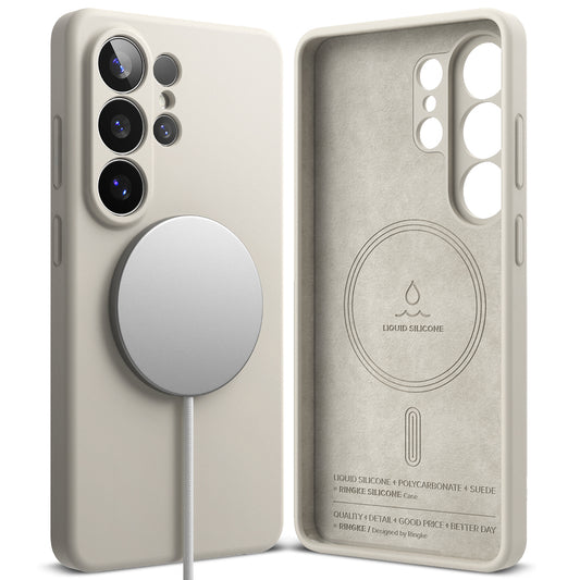 Custodia MagSafe per Samsung Galaxy S26 Ultra, Ringke, Silicone, Crema