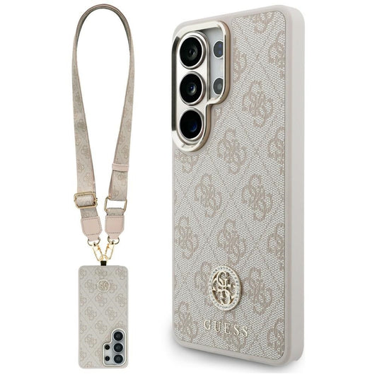 Custodia MagSafe per Samsung Galaxy S26 Ultra S948, GUESS, 4G Big Rhinestone Triangle Strap, Rosa