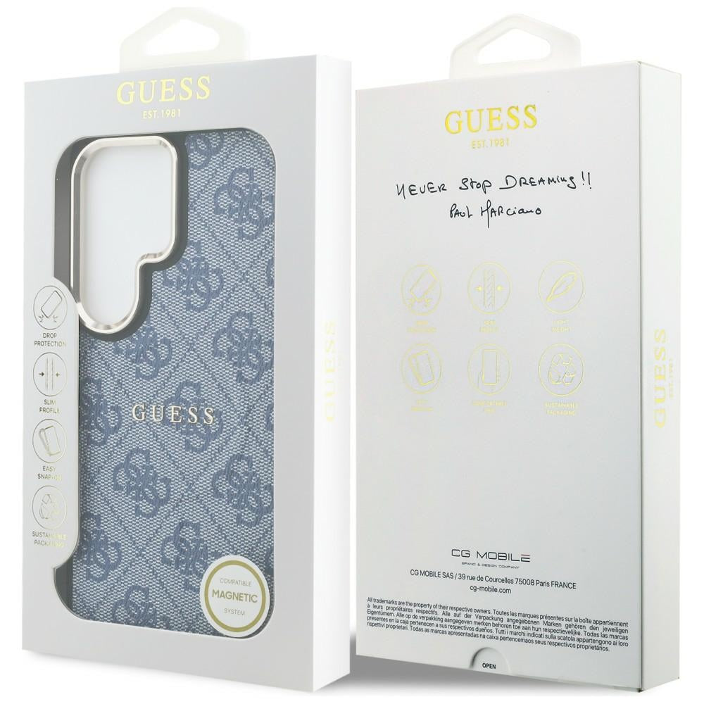 Custodia MagSafe per Samsung Galaxy S26 Ultra S948, Guess, 4G Embossed Ring, Blu