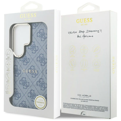 Custodia MagSafe per Samsung Galaxy S26 Ultra S948, Guess, 4G Embossed Ring, Blu
